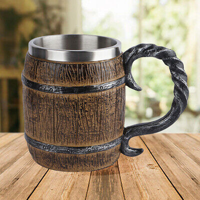 500ml Insulated Tumbler Double Wall Simulation Wood Coffee Mug